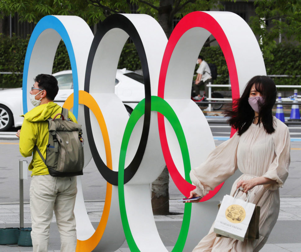 Five-ring Olympic symbol in Tokyo, Japan